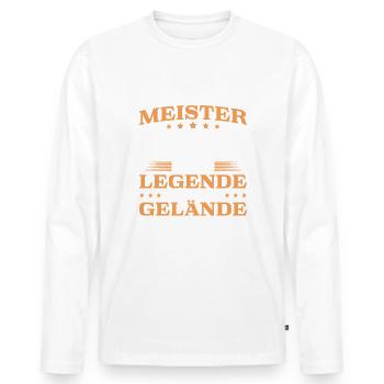 Meisterprüfung 2024 Bestandene Fortbildung Meister - Männer Premium Bio Langarmshirt - Weiß - Vorne - Nico (187cm)