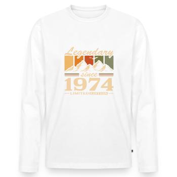 Berge Jahrgang 1974 geboren Geburtstag - Männer Premium Bio Langarmshirt - Weiß - Vorne - Nico (187cm)