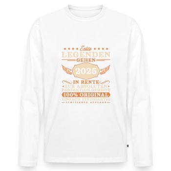 Echte Legenden gehen 2025 in Rente - Männer Premium Bio Langarmshirt - Weiß - Vorne - Nico (187cm)