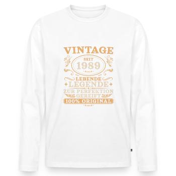 1989 Vintage Geburtstag Jahrgang 1989 geboren - Männer Premium Bio Langarmshirt - Weiß - Vorne - Nico (187cm)