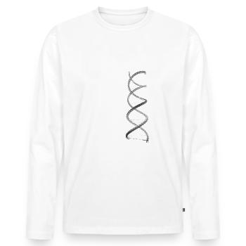 Fahradfahrer DNA Kette Speichen - Männer Premium Bio Langarmshirt - Weiß - Vorne - Nico (187cm)