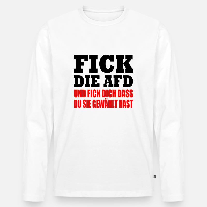 fick die afd - Männer Premium Bio Langarmshirt - Weiß