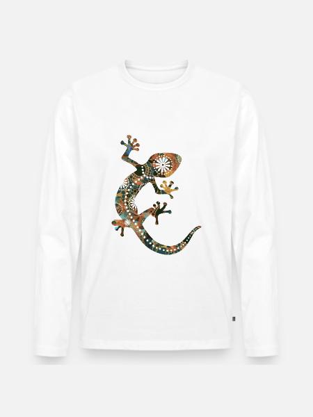 Gecko Silhouette - Ethno Style 3 - Men's Premium Organic Long Sleeve Shirt - 