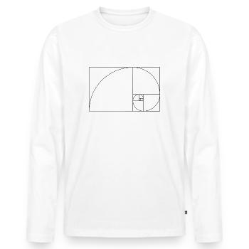 Fibonacci Spirale d’or Coupe d’or Géométrie Phi D - T-shirt manches longues Premium bio Homme - blanc - Devant - Nico (187cm)