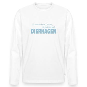 Therapie DIERHAGEN - Männer Premium Bio Langarmshirt - Weiß - Vorne - Nico (187cm)