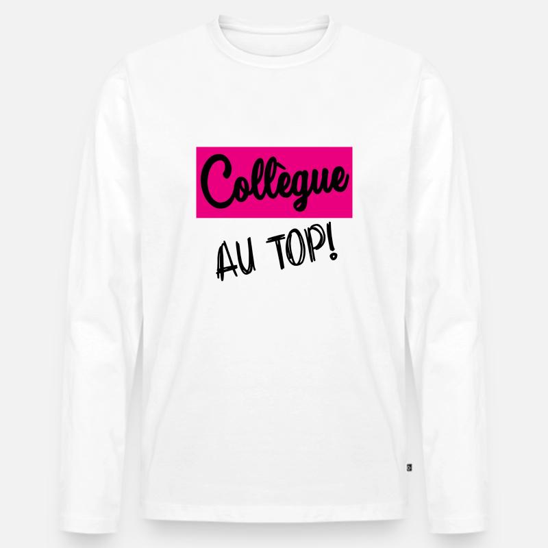 KOLLEGE - Männer Premium Bio Langarmshirt - Weiß