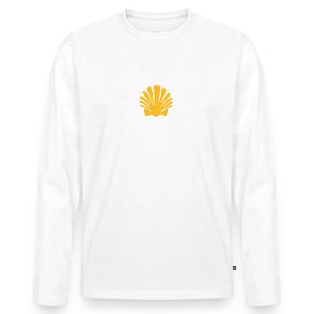 Buen Camino | Camino de Santiago | Santiago - Men's Premium Organic Long Sleeve Shirt - white - Front - Nico (187cm)
