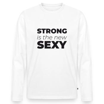 Strong is the new sexy - Männer Premium Bio Langarmshirt - Weiß - Vorne - Nico (187cm)