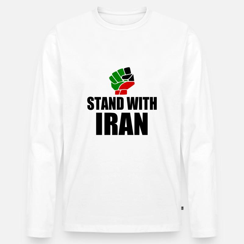 Stand with iran - Männer Premium Bio Langarmshirt - Weiß