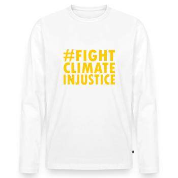 Fight climate injustice - Men's Premium Organic Long Sleeve Shirt - white - Front - Nico (187cm)