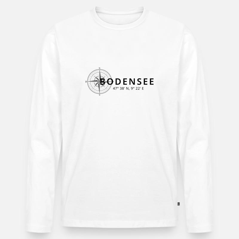 Bodensee Kompass Design - Männer Premium Bio Langarmshirt - Weiß
