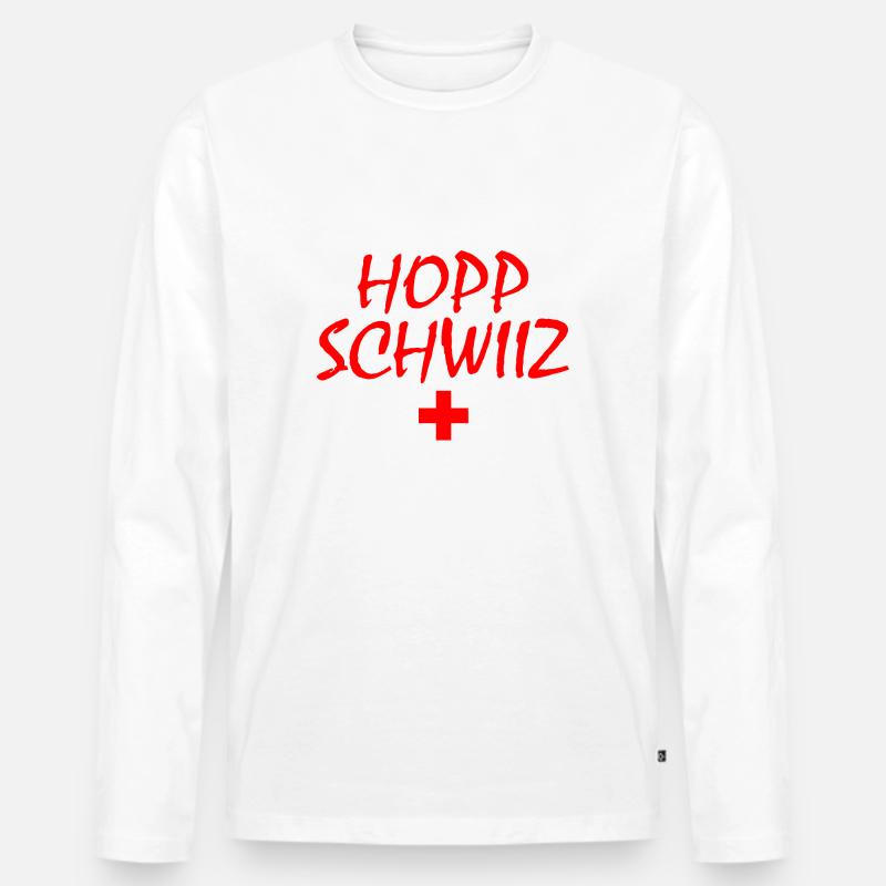 Hopp schwiiz - Männer Premium Bio Langarmshirt - Weiß