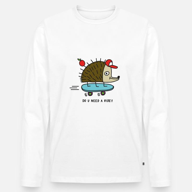 Skater Igel by Cheslo - Männer Premium Bio Langarmshirt - Weiß