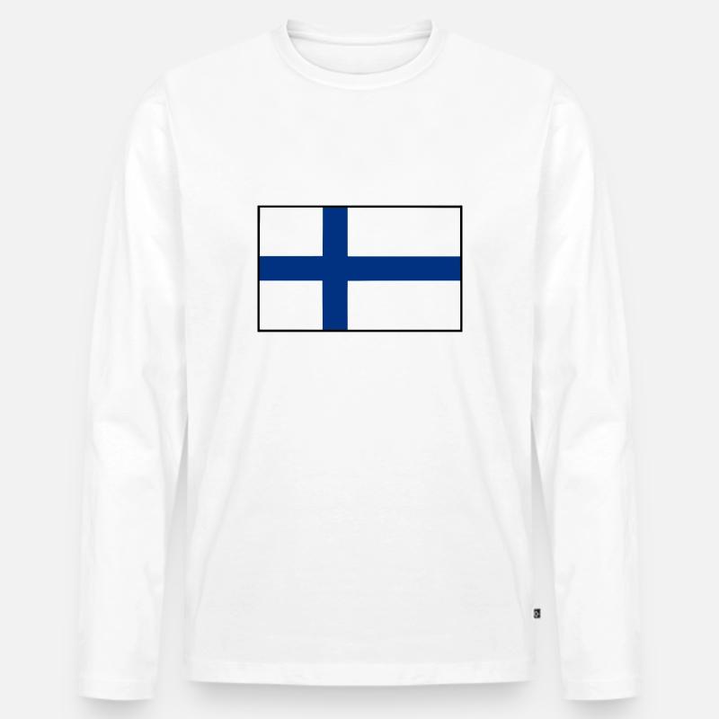 Finnland - Männer Premium Bio Langarmshirt - Weiß