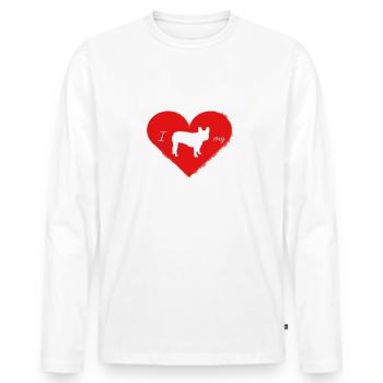 Frenchie, Bully, Français Bulldog, Cadeau - T-shirt manches longues Premium bio Homme - blanc - Devant - Nico (187cm)