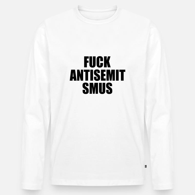 fuck antisemitismus - Männer Premium Bio Langarmshirt - Weiß