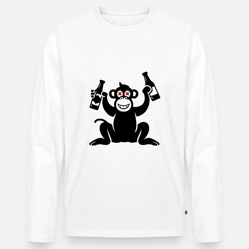 Affe Bier Besoffen - Männer Premium Bio Langarmshirt - Weiß