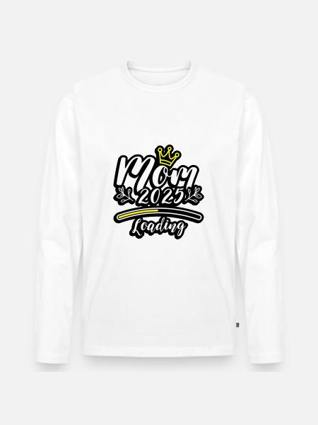 Mama 2025 Loading Mom - Männer Premium Bio Langarmshirt - Weiß