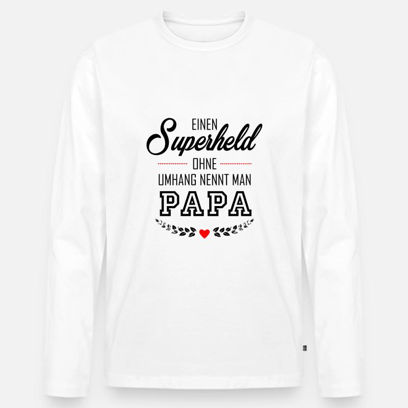 SUPERHELD PAPA - Männer Premium Bio Langarmshirt - Weiß