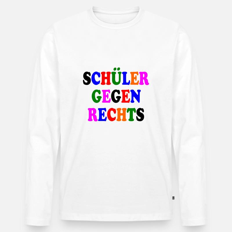 Schüler gegen rechts - Männer Premium Bio Langarmshirt - Weiß