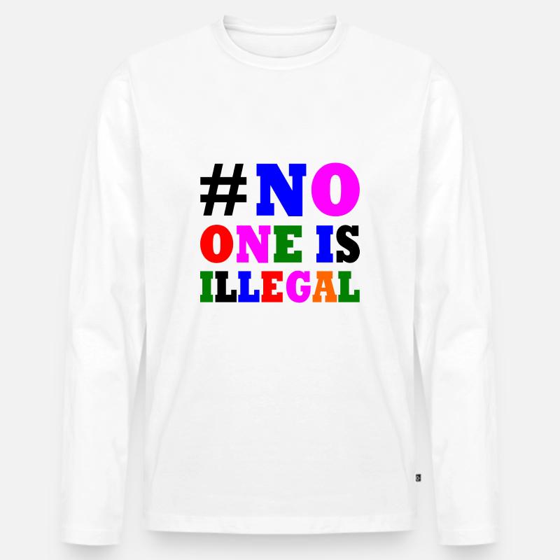 No one is illegal - Männer Premium Bio Langarmshirt - Weiß