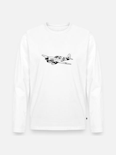 Fighter plane / warplane Warhawk 02_black - Men's Premium Organic Long Sleeve Shirt - white