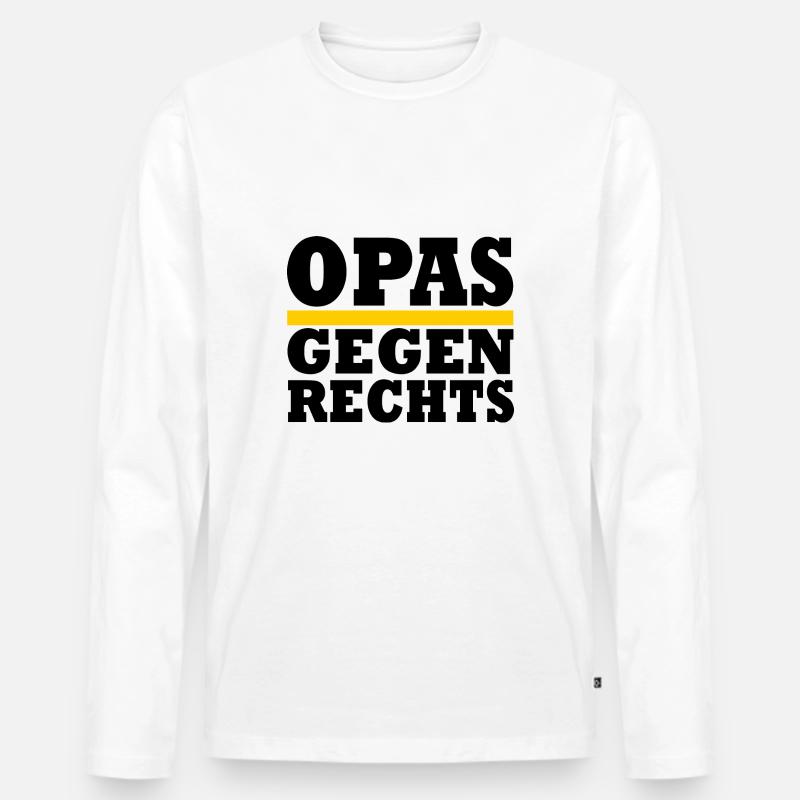 Opas gegen rechts - Männer Premium Bio Langarmshirt - Weiß