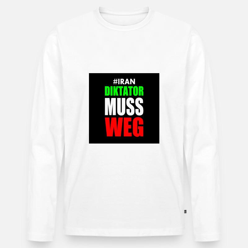 Iran diktator muss weg - Männer Premium Bio Langarmshirt - Weiß