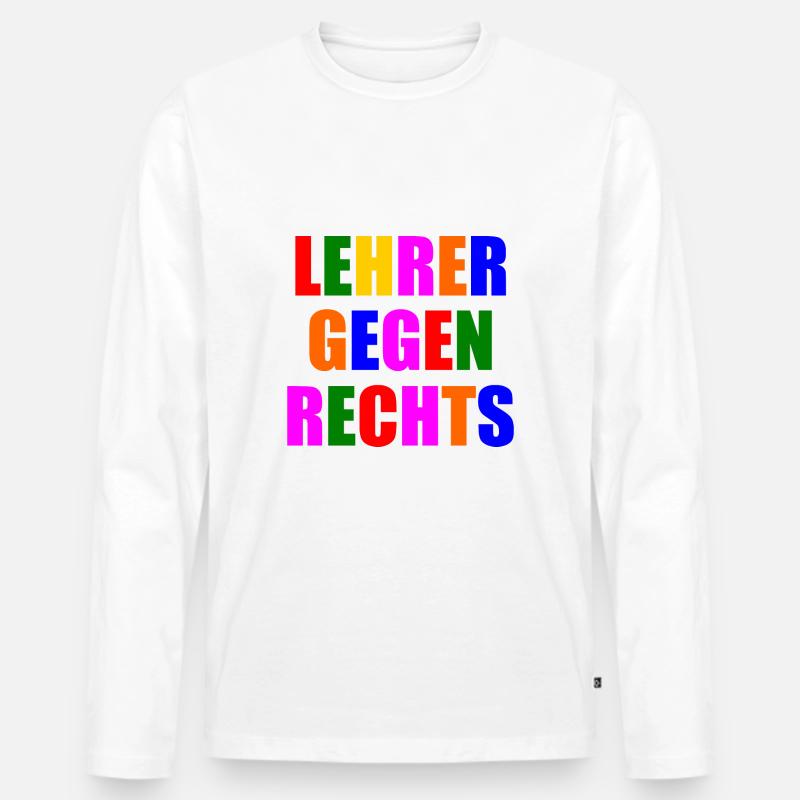 Lehrer gegen rechts - Männer Premium Bio Langarmshirt - Weiß