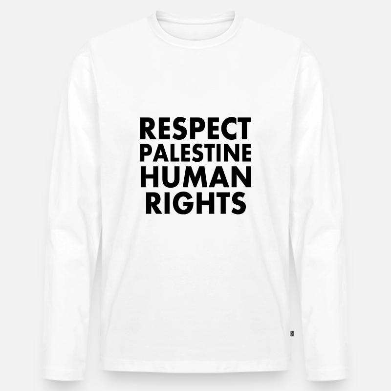 Respect palestine human rights - Männer Premium Bio Langarmshirt - Weiß