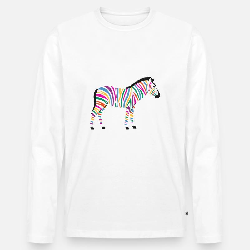 Das bunte Zebra - Männer Premium Bio Langarmshirt - Weiß