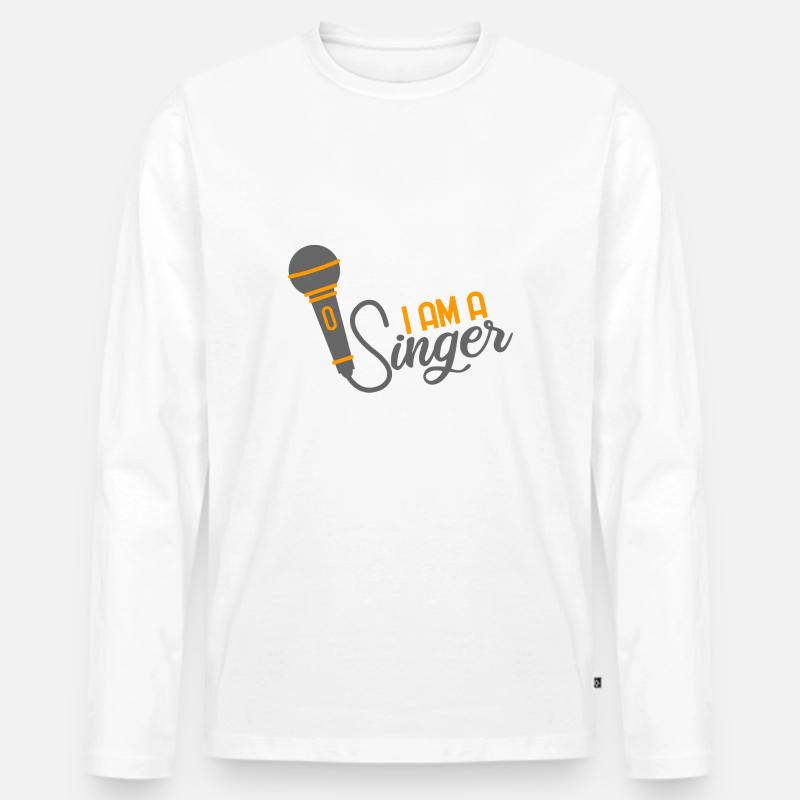 I am a singer - Männer Premium Bio Langarmshirt - Weiß