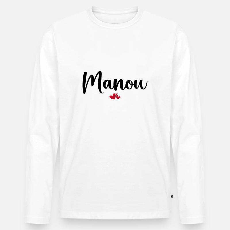 Manou - Männer Premium Bio Langarmshirt - Weiß