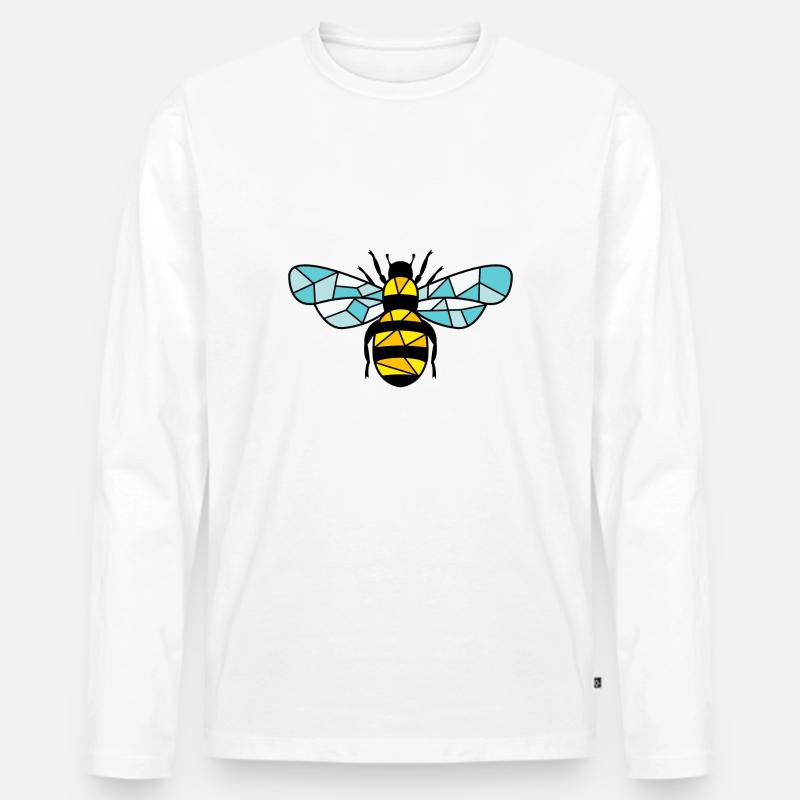 Biene - Männer Premium Bio Langarmshirt - Weiß