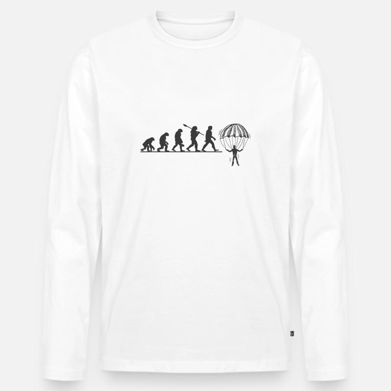 Evolution Fallschirm - Männer Premium Bio Langarmshirt - Weiß