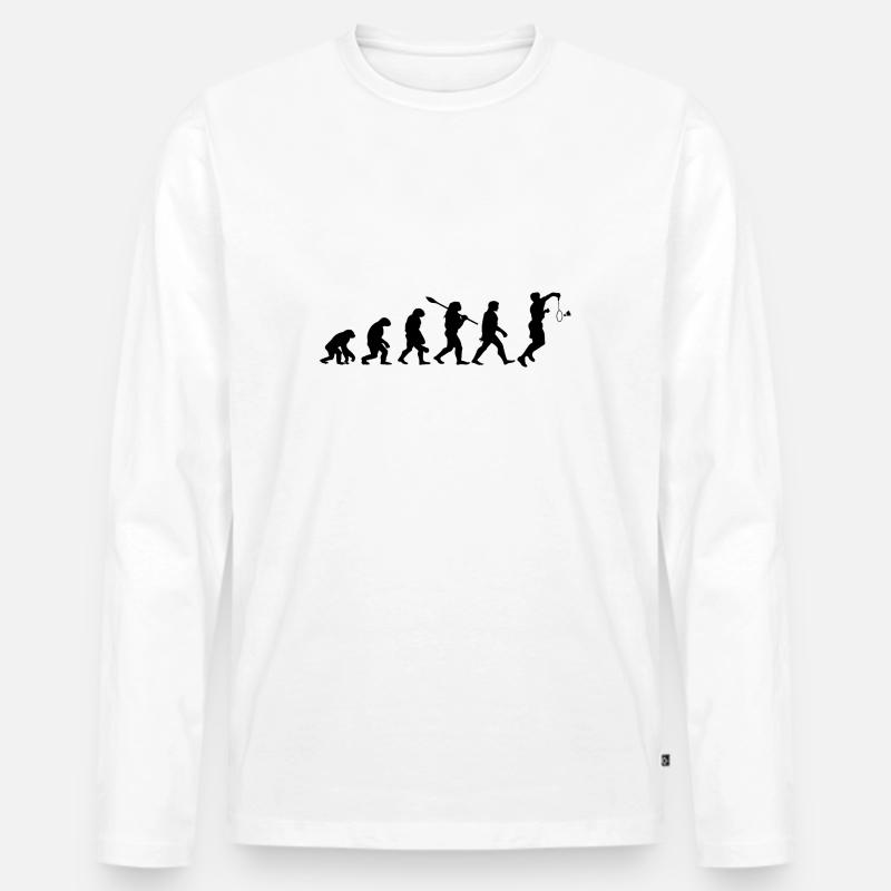 Badminton Evolution Badmintonspieler - Männer Premium Bio Langarmshirt - Weiß