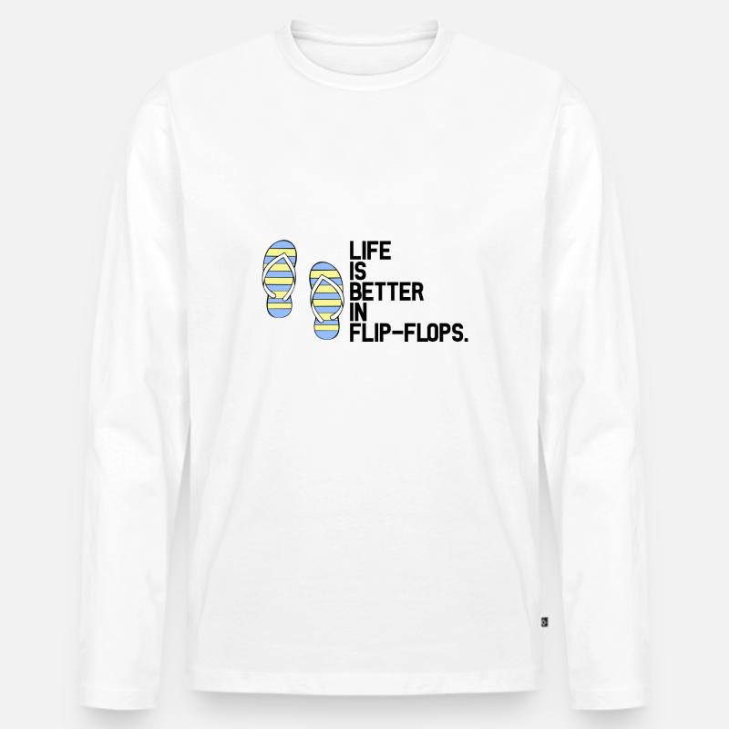 Life is better in Flip Flops - Männer Premium Bio Langarmshirt - Weiß