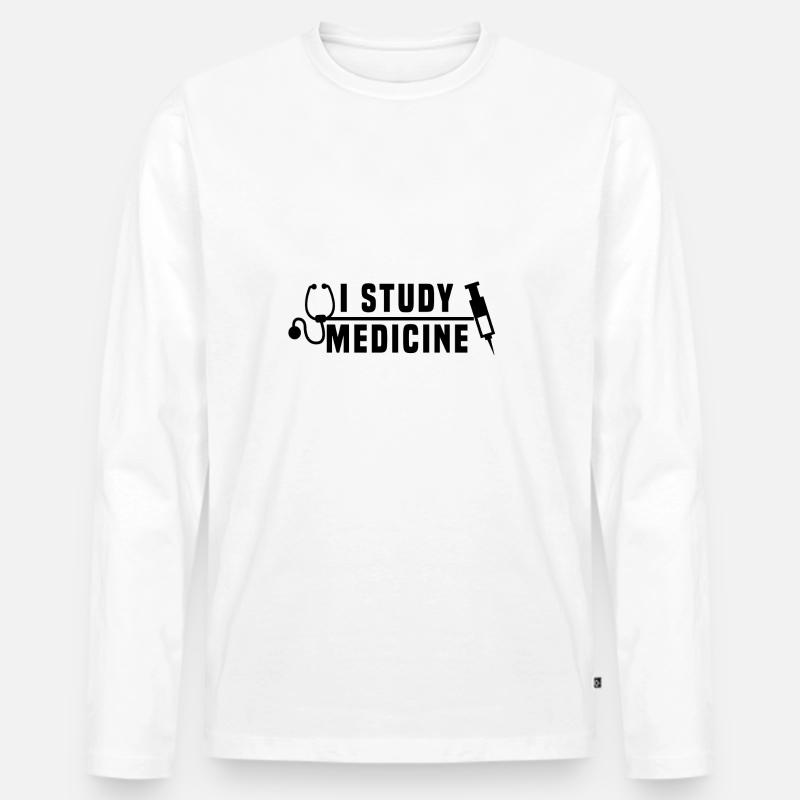 I STUDY MEDICINE - Männer Premium Bio Langarmshirt - Weiß