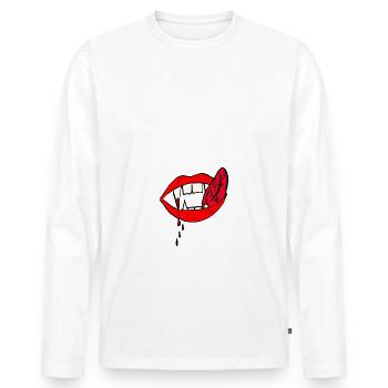 vampire sanglante dents - T-shirt manches longues Premium bio Homme - blanc - Devant - Nico (187cm)