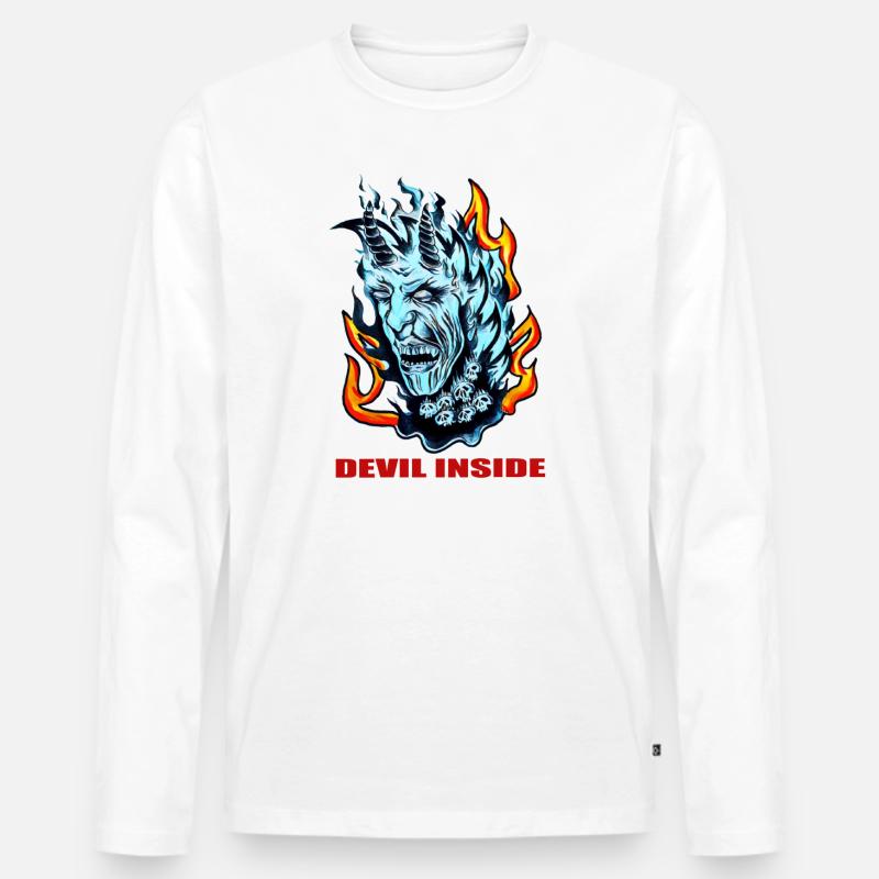 DEVIL - Männer Premium Bio Langarmshirt - Weiß