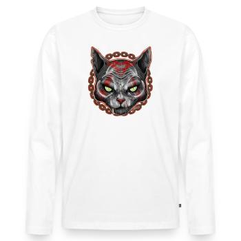 CHARIVARI Alley Cat V1 - Skull - T-shirt manches longues Premium bio Homme - blanc - Devant - Nico (187cm)