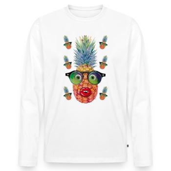 06 Crazy Pineapple in Love Sunglasses funny - Männer Premium Bio Langarmshirt - Weiß - Vorne - Nico (187cm)
