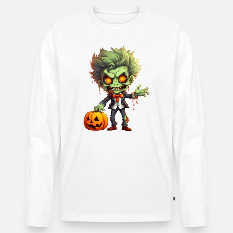 Zombie Junge - Männer Premium Bio Langarmshirt - Weiß