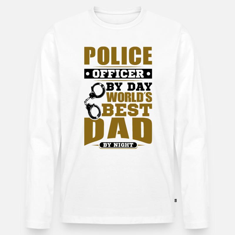 Polizei Polizist Polizeibeamte - Männer Premium Bio Langarmshirt - Weiß