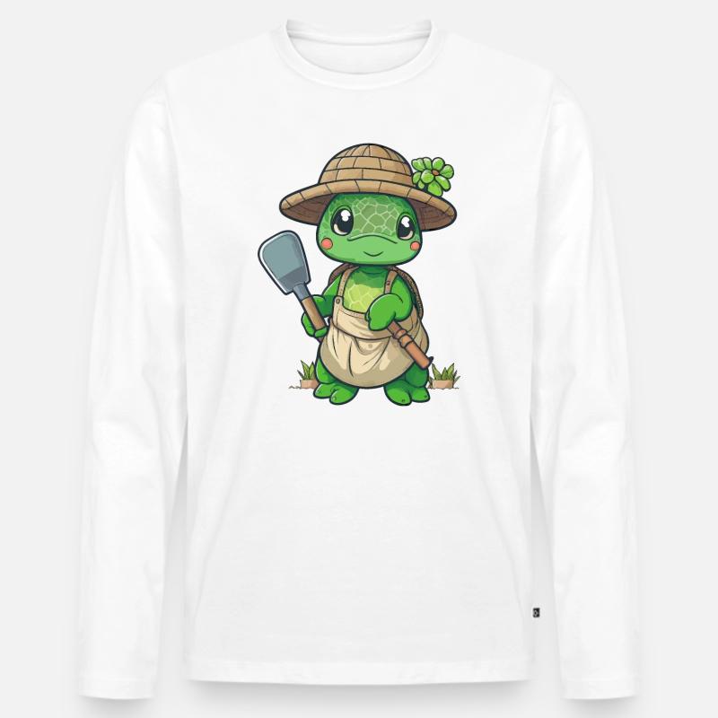 Schildkröten-Garten - Männer Premium Bio Langarmshirt - Weiß