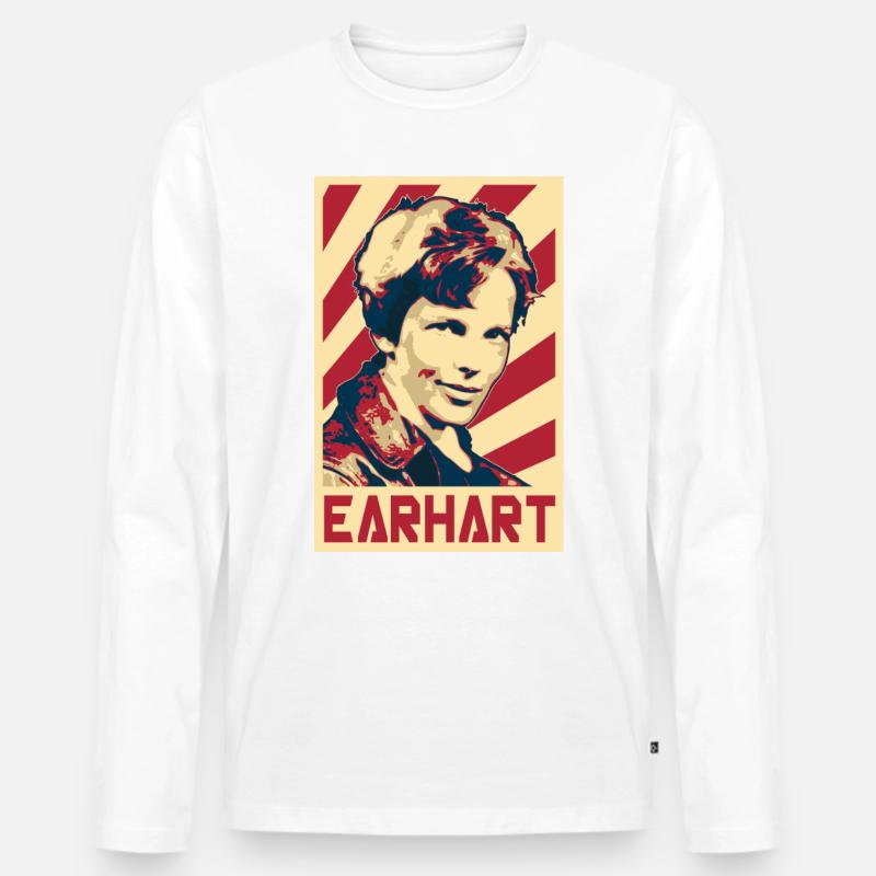 Amelia Earhart - Männer Premium Bio Langarmshirt - Weiß