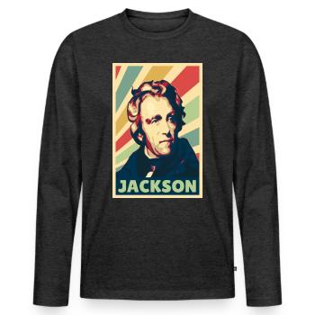 Andrew Jackson colores vintage - T-shirt manches longues Premium bio Homme - anthracite chiné - Devant - Nico (187cm)
