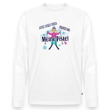 Skifahrer Ski Outfit Skisport Spruch Skiäuferin - Männer Premium Bio Langarmshirt - Weiß - Vorne - Nico (187cm)
