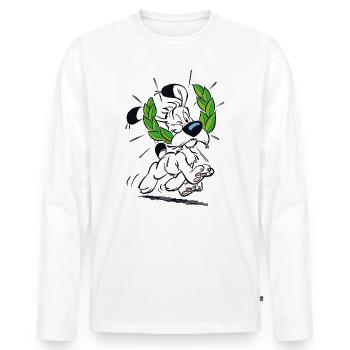 Asterix & Obelix Dogmatix Laurel Wreath - Men's Premium Organic Long Sleeve Shirt - white - Front - Nico (187cm)