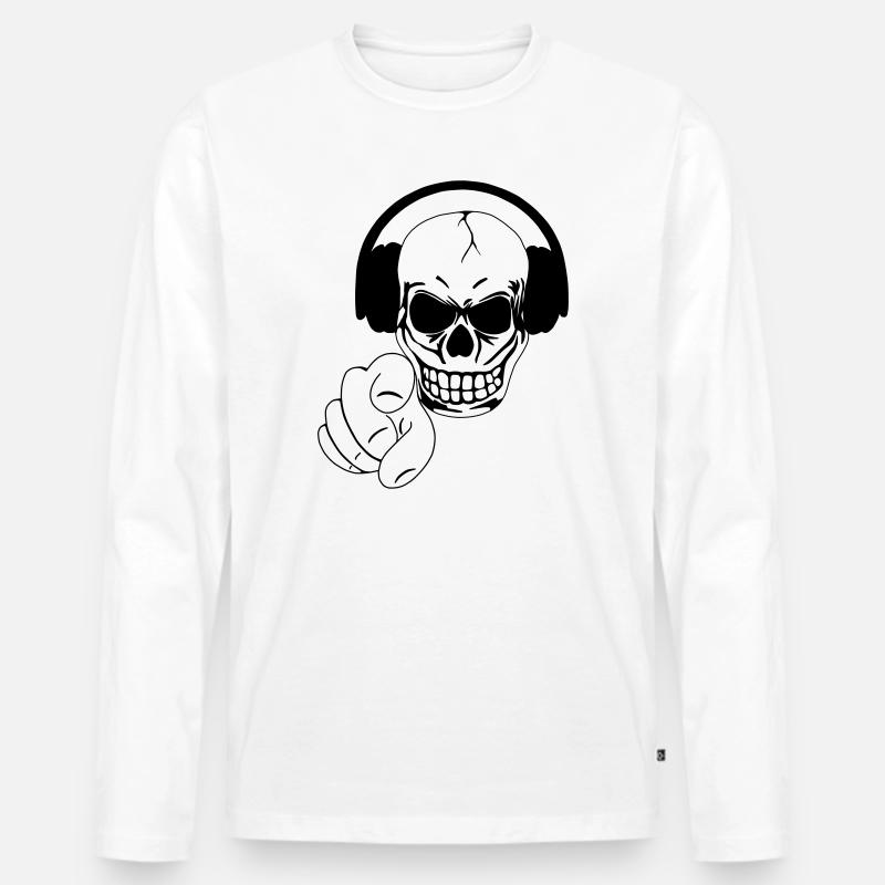 Totenkopf - Männer Premium Bio Langarmshirt - Weiß
